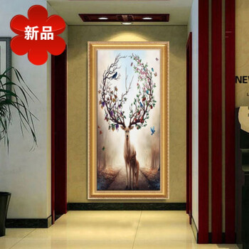 高档欧式玄关挂画过道走廊装饰画进门口墙画现代客厅壁画阳光花鹿sn