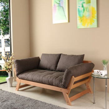 北欧日式沙发床可折叠客厅双人 小户型拆洗实木多功能