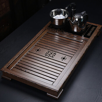 
                                        言艺 整套功夫茶具套装 乌金石茶盘 陶瓷茶具茶海茶杯 高档家用自动上水电磁炉 时来运转柴烧配残荷茶盘(大)                