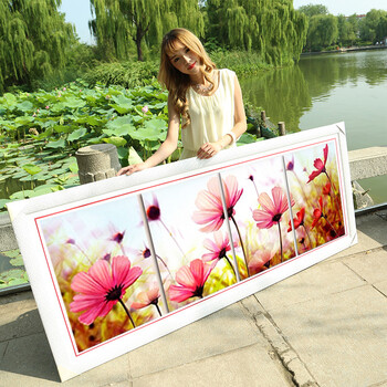 
                                                                                2022新款手工绣品5D钻石画满钻客厅水钻画点钻粘钻贴钻十字绣贴画粘贴画砖石秀卧室餐厅小幅简单三联画 高端方钻(满钻)整幅一体 画布尺寸100*37厘米(多送九宫钻石盒)                
