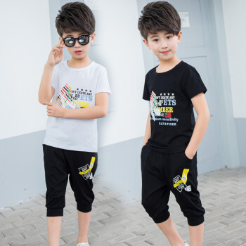 两件套2018新款7中大童9十12岁洋气小男孩短袖夏季服装小学生衣服潮