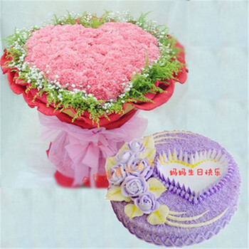 康乃馨鲜花蛋糕组合套餐生日鲜花上海奉贤区崇