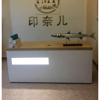 公司柜台接待柜台免漆简约前台服装店收银台吧台胡桃简约时尚美容院台