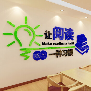 2018新款让阅读成为一种习惯学校图书阅览教室装饰班级布置文化墙创意