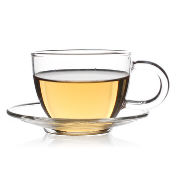 财盛窑茶杯 玻璃小杯 耐热玻璃 双层杯碟套装工夫茶具 杯碟套装6套
