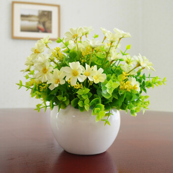 仿真花套装假花摆件塑料花含陶瓷花瓶干花花束仿真植物盆景绢花客厅