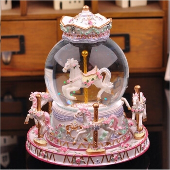 旋转木马水晶球雪花音乐盒天空之城八音盒送女生儿童女孩生日礼物