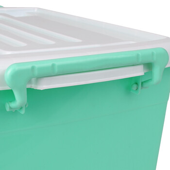 百草园 欧式滑轮塑料整理箱收纳箱 衣服杂物储物箱32L+42L+75L 3个装 糖果绿