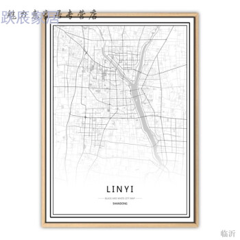 黑白城市地图创意抽象线条客厅沙发装饰画潍坊 济青岛