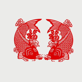 恬馨 传统手工窗花剪纸鱼 年年有鱼剪纸画 纸质剪纸作品窗户贴纸sn