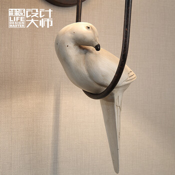 生活设计大师美式乡村田园单头小鸟壁灯欧式艺术卧室复古创意床头灯壁灯