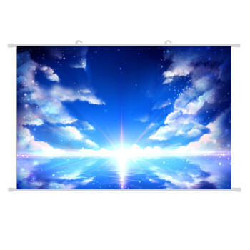 2018新款动漫挂画唯美风景壁画二次元樱花星空烟花海报卷轴卡通大壁纸