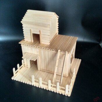 雪糕棒棍木条diy手工制作房子模型材料冰棒棍棒拼装玩具生日礼物 1143
