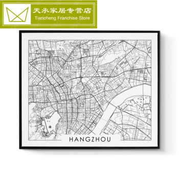 电表箱装饰画客厅餐厅多媒体配强电箱遮挡挂画 线描艺术地图 杭州 40