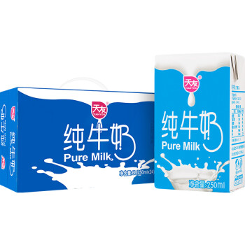 天友纯牛奶250ml*24盒全脂早餐奶