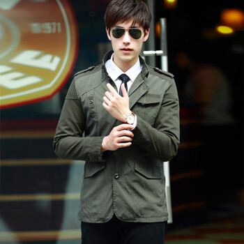 斯帝尼2014男士韩版秋装立领<em>风衣 男中长款</em>修