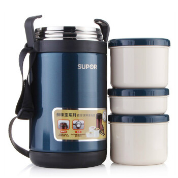 
                                        苏泊尔(SUPOR)保温饭盒闷烧杯壶1.7L多层保温饭桶304不锈钢学生便当盒KF17B1 松花蓝 KF17B1                