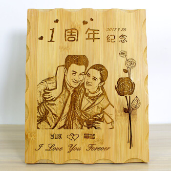 木刻画照片结婚纪念日礼物送老婆老公男女朋友情侣一周年创意定制 大