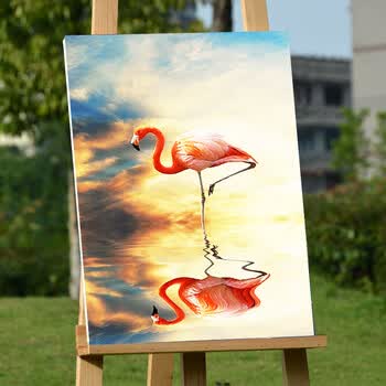 填色画数码油彩画diy数字油画客厅风景儿童手绘动物装饰画火烈鸟1 2h5