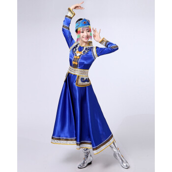 单杏新款蒙古族大裙摆舞蹈演出服女装内蒙古大草原民族舞表演服装长裙