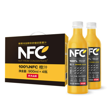 农夫山泉 NFC果汁 100%NFC橙汁900ml*4瓶 礼盒