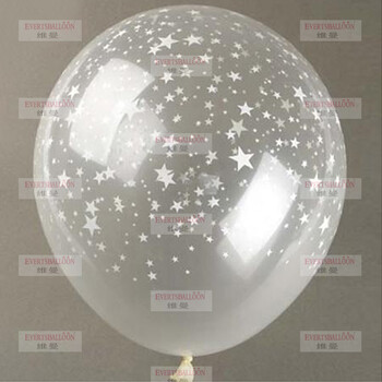 
                                        EVERTSBALLOON/维曼加厚/圆形乳胶气球玩具/生日结婚装饰*12英寸印花星星 星星珍珠蓝50个                