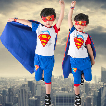 六一儿童节超人演出服男童夏季套装幼儿园纯棉舞蹈服男孩表演服装