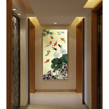 美式入户玄关装饰画竖版客厅走廊过道挂画壁画单幅无框画风水 款式9