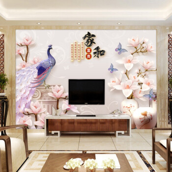 3d中式电视背景墙壁纸5d电视墙壁画客厅8d无缝影视墙装饰墙纸贴画 h款