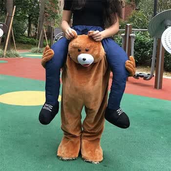 骑熊衣服小熊衣服抖音同款搞笑裤子动物背人抖音秋裤假腿裤子 熊款