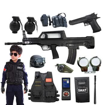 生日礼物儿童电动玩具枪套装 cos小军人mp5男孩狙击仿真道具手枪 m4可