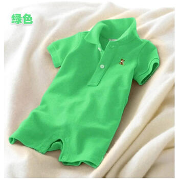 0-18个月婴幼儿短袖连体衣外贸POLO平角哈衣