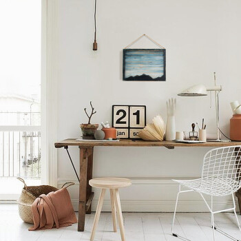 北欧风格ins挂画小山水自然风景现代简约客厅木板装饰