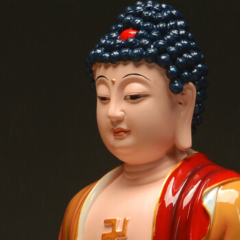 
                                        力峰德化陶瓷阿弥陀佛如来释迦摩尼佛像观世音送子佛堂佛具佛教家居会所客厅风水软装饰品摆件 16寸                