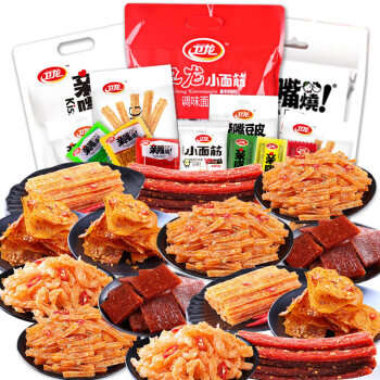 口水娃 辣条零食大礼包大面筋亲嘴烧辣片麻辣混合口味