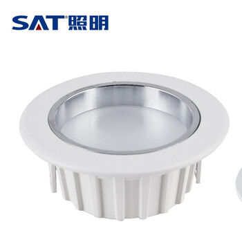 SAT照明活之彩系列一体化压铸LED筒灯过道办公室学校商场基础照明开孔125cm12W凹面 哑白 4000K暖白光