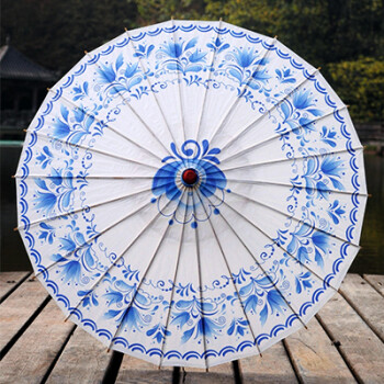 古典cos油纸伞绸布伞走秀伞演出伞青花瓷伞 金色 不防雨花纸伞直径82