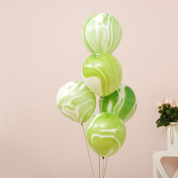 儿童生日派对装饰10寸加厚云彩玛瑙气球创意婚礼结婚房布置用品绿色