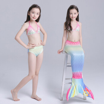 儿童美人鱼尾巴泳衣女童公主沙滩比基尼分体女孩韩国游泳衣服套装
