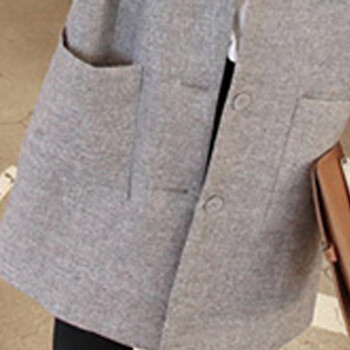 2015 秋装新款女装韩版中长款修身显瘦休闲小西服薄西装女外套 灰色 S