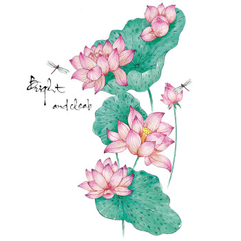中式墙贴画荷花风书房卧室墙面装饰创意温馨宿舍墙纸壁纸自粘 a款荷花