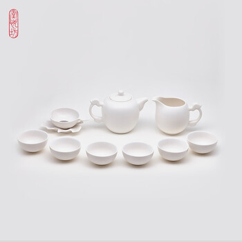 堂悦坊 定窑白龙雨茶具套装 功夫茶具套装10件特惠装 定窑白瓷