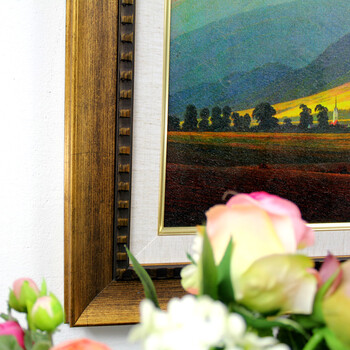 爱尚家 装饰画客厅现代壁画卧室餐厅有框画玄关挂画 大卫巨人山风景油画风 土豪金 80*100厘米/单幅