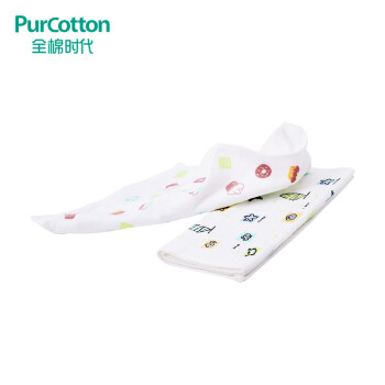 全棉时代（PurCotton）婴童纯棉纱布毛圈面巾 洗脸毛巾 1条 绿色蛋糕