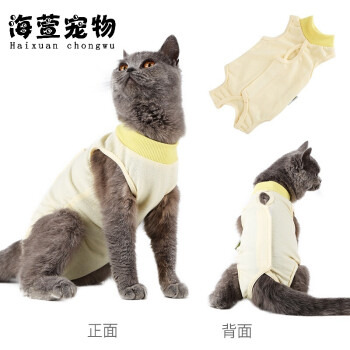 猫咪手术服母猫绝育服断奶服术后服防舔夏宠物猫薄款衣服防咬防脱 浅