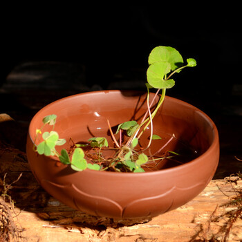 言艺 原矿紫砂莲花茶洗 花盆 果盆