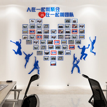 员工团队风采亚克力墙贴3d立体公司企业文化墙办公室励志照片墙纸 海