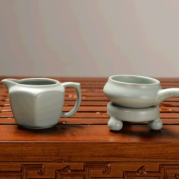 馨铭堂 六角壶汝窑茶具 鸡翅木茶盘带电热炉整套功夫茶具套装