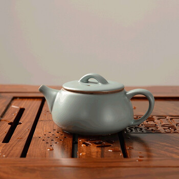 馨铭堂 石瓢壶汝窑茶具 花梨茶盘带电热炉整套功夫茶具套装