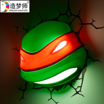 
                                        造梦师忍者神龟Raphael拉裴尔儿童房卧室床头灯3D壁灯裂纹墙纸                